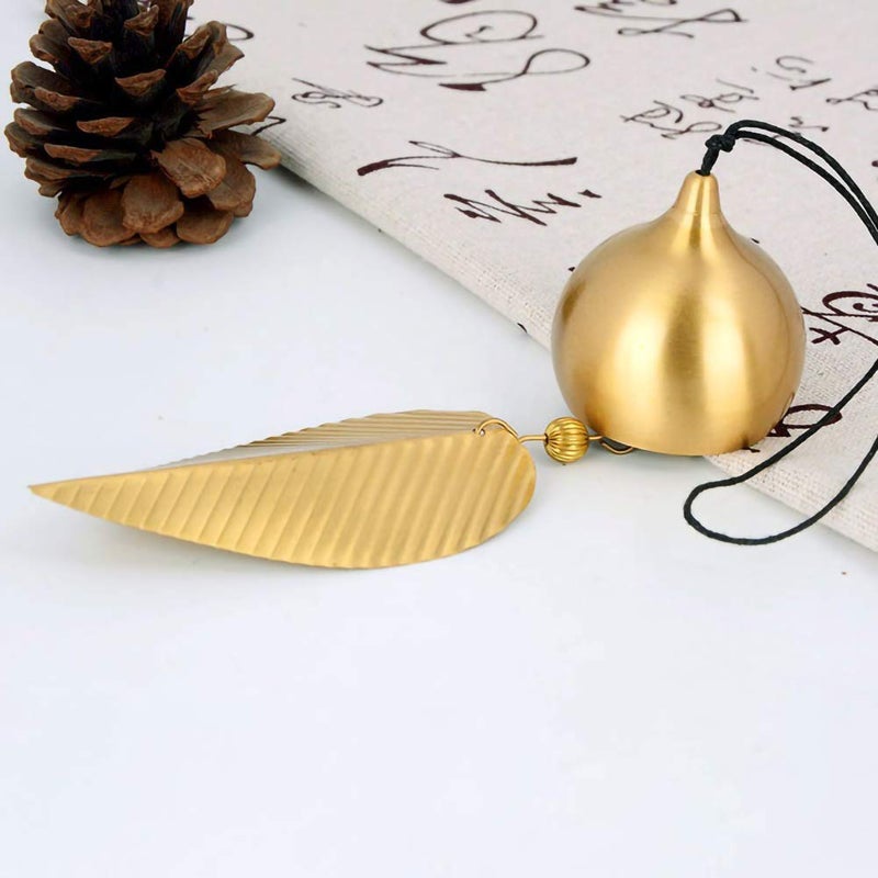 Afiaiwei Gold Leaf Hanging Bell Good Luck Bell Wind Chime Home Window Decoration Bell for Wealth and Safe Pendant Chinese Feng Shui Bell - Image 5